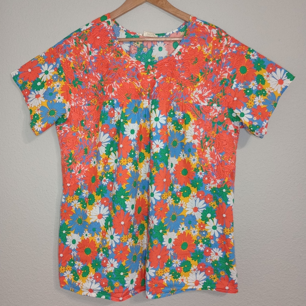 layerz clothing mod floral embroidered top